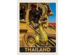 Vianmo Insegna In Legno 40X30 Cm Thailand Asien Drachen Bunt Tempelk