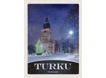 Vianmo Insegna In Legno 40X30 Cm Turku Finnland Kirche Schnee Winter