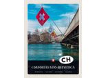 Vianmo Insegna In Legno 40X30 Cm Confoederatio Helvetica BrüCke Flagge