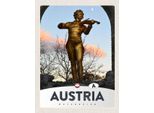 Vianmo Insegna In Legno 40X30 Cm ÖSterreich Skulptur Mann Geige Gold