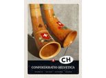 Vianmo Insegna In Legno 40X30 Cm Confoederatio Helvetica Alphorn