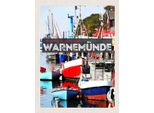 Vianmo Insegna In Legno 40X30 Cm WarnemüNde Ostseebad Schiffe Boot Meer