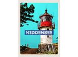 Vianmo Insegna In Legno 40X30 Cm Hiddensee Leuchtturm Strand Meer