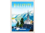 Vianmo Insegna In Legno 40X30 Cm Hallstatt ÖSterreich Berge Kirche