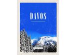 Vianmo Insegna In Legno 40X30 Cm Davos Winterzeit Skiurlaub Wintertour