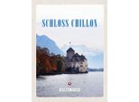 Vianmo Insegna In Legno 40X30 Cm Ausblick Auf Schloss Chillon Genfersee