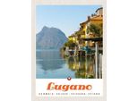 Vianmo Insegna In Legno 40X30 Cm Lugano Schweiz See Ausblick Auf Berg