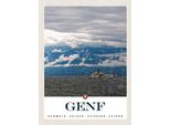 Vianmo Insegna In Legno 40X30 Cm Genf Schweiz Schiffe Gebirge Himmel