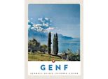 Vianmo Insegna In Legno 40X30 Cm Genf Schweiz See Natur Himmel
