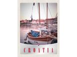 Vianmo Insegna In Legno 40X30 Cm Kroatien Boote Stadt Meer