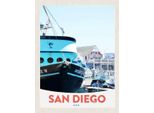 Vianmo Insegna In Legno 40X30 Cm San Diego Usa Amerika Yacht Meer