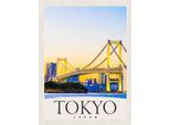 Vianmo Insegna In Legno 40X30 Cm Tokyo Asien Japan BrüCke Hochhaus