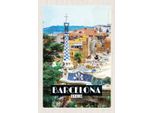Vianmo Insegna In Legno 30X20 Cm Barcelona Spain Spanien Panorama