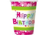 Bicchieri Di Carta Rosa Happy Birthday 6 Pezzi