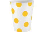 Bicchiere Di Carta Giallo A Pois 250Ml 6Pz (Party - Stoviglie E Posate)