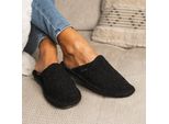 Bosaco-Ladies Pantofole Poodle Black - Pantofole In Peluche Con Soletta In Pelle 41