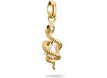 Ciondolo Charm Thomas Sabo, Serpente Con Gemma Bianca, In Argento Placcato Oro