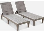 Set Di 2 Lettini Prendisole Multiposizione, Grigio