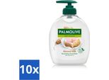 Palmolive Sapone Per Le Mani Al Latte Di Mandorla Con Pompa - Detergente Delicato - 300 Ml - Confezione Risparmio - 10 Barrette