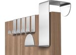 Gancio Per Porta In Acciaio Inox - Gancio Per Cappotto - Gancio Per Porta - Camera Da Letto - Bagno - Cucina - Armadio - Argento