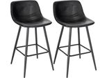Sgabello Da Bar Hubertus - Con Schienale - Pelle Finta - Sgabelli Da Bar - Ergonomico - Altezza Seduta 63Cm - Nero - Set Di 2 - Cucina E Bar