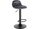 Sgabello Da Bar Yuliya - Industriale - Grigio Scuro - Set Di 1 Sgabello Da Bar - Sgabello Da Bar Con Schienale - Sedia Da Cucina - Altezza Regolabile - Velluto