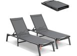 Sedia Lounge Da Esterno - Sedia Lounge Da Esterno - Chaise Longue Da Piscina - Moka Impermeabile - Poltrona Chaise Longue - Poltrona Chaise Longue - Sedia Lounge Da Esterno In Alluminio - Regolabile - Lettino Da Spiaggia - Grigio Scuro
