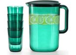 Caraffa In Plastica Peohud, Caraffa In Plastica Da 2 Litri Con Coperchio E 4 Tazze, Caraffa Per Tè Freddo Per Acqua, Succo Di Frutta, Latte, Limonata, Bevande Fredde O Calde, Senza Bpa