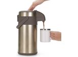 Caraffa A Pompa Da 3,0 Litri, Caraffa Thermos, Distributore Di Caffè, Acciaio Inox, Pompa A Doppia Parete, Caraffa Isolata Sottovuoto Con Meccanismo A Pompa, Caraffa Da Caffè Per 16 Tazze (Oro)
