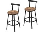 Set Di 2 Sgabelli Da Bar - Seduta In Legno - Marrone - Struttura In Metallo - Design Ergonomico - Altezza Seduta 65 Cm - Per Cucina, Isola O Bar - Robusto Ed Elegante - 51,5 X 51,5 X 89 Cm