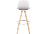 Sgabello Alto Helve - Altezza Seduta 75Cm - Grigio/Bianco - Set Di 1 - Cucina - Sgabello Da Bar - Con Schienale - Pelle Finta - Struttura Marrone