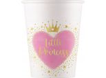 Little Princess, Bicchiere Di Carta Con Cuore Rosa, Compleanno Di Un Anno, 200 Ml, 8 Pezzi