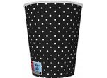 Bicchiere Di Carta Nero A Pois Bianchi 250Ml 8Pz.