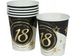 Bicchiere Di Carta 18° Compleanno Festa Nera Dorata 240Ml 6 Pz.
