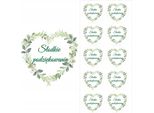 Adesivo Dolce Grazie Decorazione Cuore Boho Foglie Comunione 50Mm 10Pz.