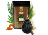 Set Yerba Mate Verde Biologico - Zenzero Biologico Curcuma 400G, Tazza Di Ceramica Marmol Blu 350Ml, Bombilla Liza - Set Iniziale Perfetto Per Yerba Mate