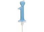 Numero 1 Cuore Candela Per Torta Blu