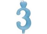 Candela Numero 3 Torta A Cuore Blu