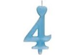 Candela Numero 4 Torta A Cuore Blu