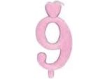 Numero 9 Cuore Candela Per Torta Rosa