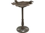 Moritz Vasca Per Uccelli Alta 77 Cm In Ghisa Marrone Solida Vasca Per Uccelli Selvatici Da Giardino A Forma Di Foglia Con Supporto Design Antico