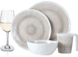 Set Di Stoviglie Da Campeggio In Melamina Per 4 Persone Con Design A Incudine 16 Pezzi + 4 Bicchieri Da Vino Bianchi Stoviglie Da Picnic Bbq