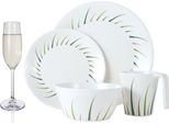 Set Di Stoviglie Da Campeggio In Melamina Per 4 Persone Limon Design 16 Pezzi + 4 Bicchieri Da Champagne FlûTes Stoviglie Picnic Bbq Cookware