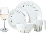 Set Di Stoviglie Da Campeggio In Melamina Per 4 Persone Limon Design 16 Pezzi + 4 Bicchieri Da Vino Bianchi Bicchieri Da Vino Stoviglie Picnic Bbq Cookware