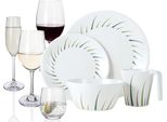 Set Di Stoviglie Da Campeggio In Melamina Per 4 Persone Limon Design 16 Pezzi + 16 Bicchieri Da Acqua Vino Champagne Stoviglie Per Picnic Bbq
