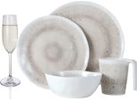 Set Di Stoviglie Da Campeggio In Melamina Per 4 Persone Con Design A Incudine 16 Pezzi + 4 Bicchieri Da Champagne FlûTes Stoviglie Per Picnic Bbq