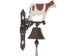 Moritz Campana Da Parete In Ghisa Maculata Mucca Marrone Bianca Campana Da Fattoria Campana Da Porta Altezza 37,7 Cm Campana Da Casa Stile Country Campana Marrone Decorata