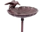 Vaschetta Per Uccelli Moritz Alta 83 Cm In Ghisa Marrone Per Uccelli Selvatici Con Picchetto Di Terra Per Giardino