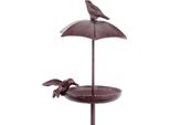 Vaschetta Per Uccelli Moritz Alta 95 Cm In Ghisa Marrone Per Uccelli Selvatici Con Picchetto Di Terra Per Giardino