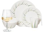 Set Di Stoviglie Da Campeggio In Melamina Per 4 Persone Limon Design 16 Pezzi + 4 Bicchieri Da Vino Milano White Stoviglie Picnic Bbq Cookware